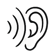 Hörsinn Symbol – Ohr mit Schallwellen