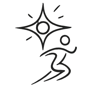 Kinästhetische Wahrnehmung Symbol – Figur in Bewegung mit Stern