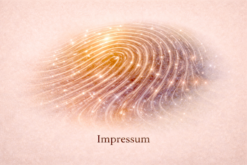 Ein abstrahierter Fingerabdruck, durchzogen von feinen Lichtlinien auf warmem Hintergrund. Das Bild symbolisiert Identität, Verantwortung und persönliche Spur – reduziert, ruhig und mit Tiefe.