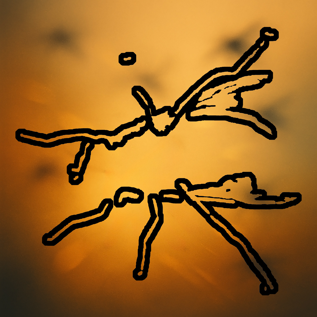 Transformation des Fliegenmotivs – reduziert, doch lebendig. Die Linie bleibt, die Haltung wechselt.